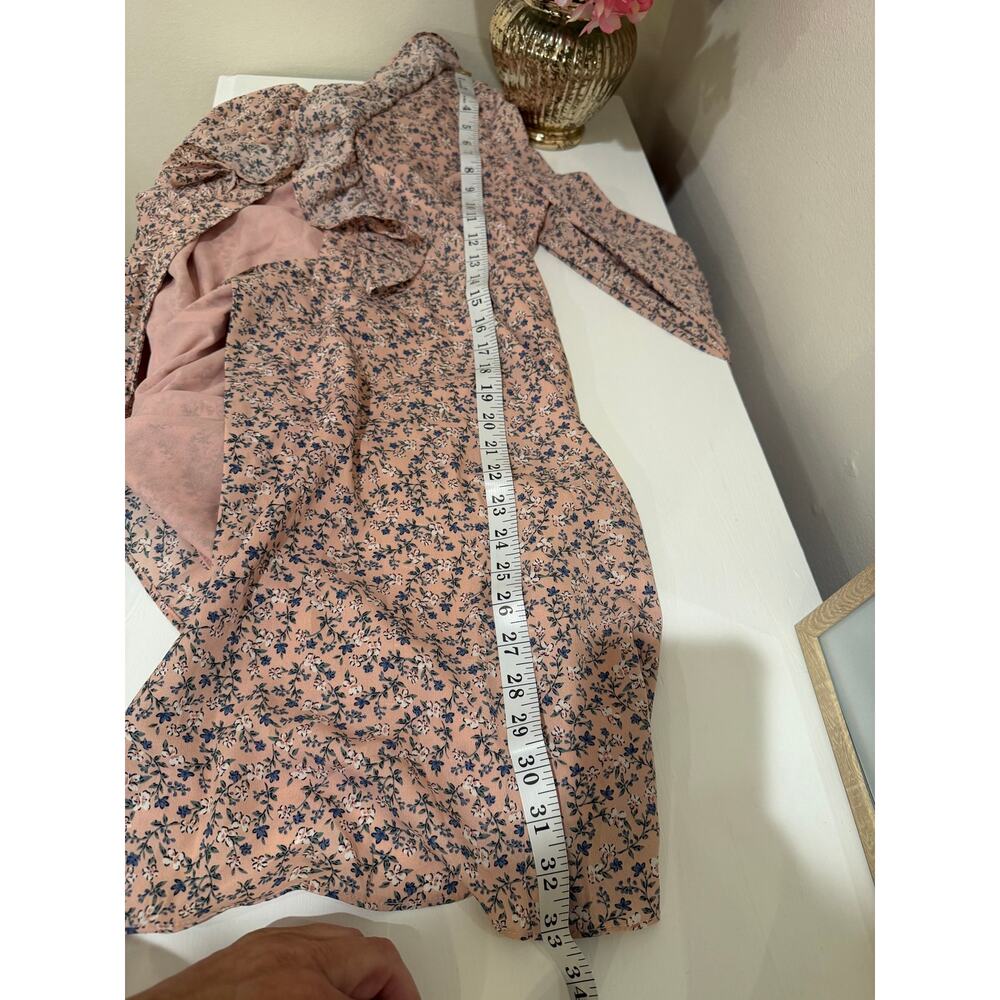 β¨ Free the Rose Pink for Anthropologie-Floral Ruffle Wrap Dress β NWT β¨ - Picture 5 of 6